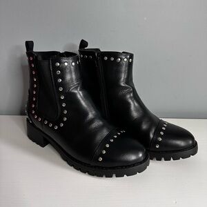 Penningtons - Black, Ankle Boots, Studded Detail, Zip, Wide Fit, Size 9WW, NWT